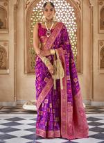 Banarasi Silk Purple Wedding Wear Banarasi Broket Saree